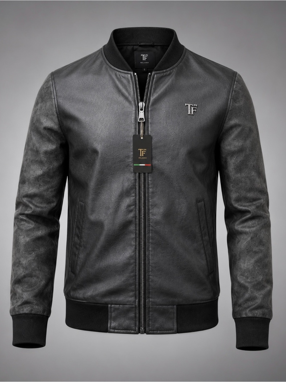 Milano Men's Black Bomber Jacket premium leather look jacket soft and comfortabl